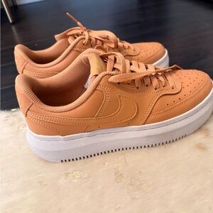 Nike Women’s Low-Top Platform Sneakers in Tan/White